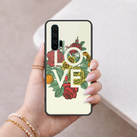 Honor 20 Pro Cover - Floral Series 2 - HQ Ultra Shine Premium Infinity Glass Soft Silicon Borders Case
