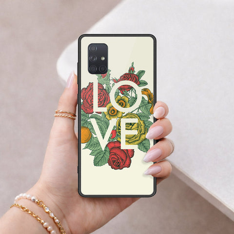 Samsung Galaxy A71 Cover - Floral Series 2 - HQ Ultra Shine Premium Infinity Glass Soft Silicon Borders Case