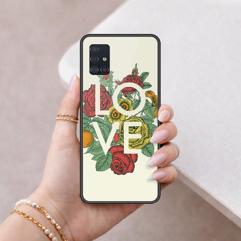 Samsung Galaxy A51 Cover - Floral Series 2 - HQ Ultra Shine Premium Infinity Glass Soft Silicon Borders Case