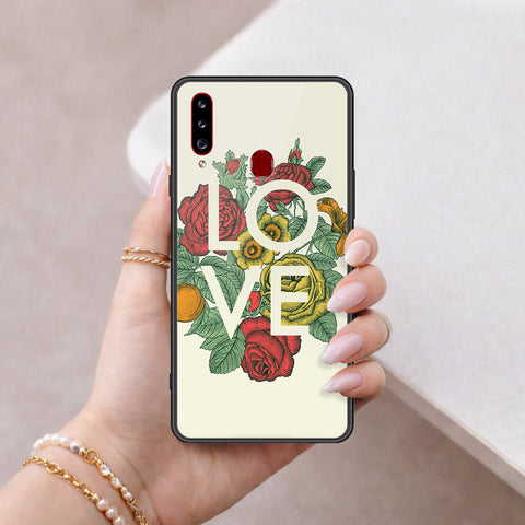 Samsung Galaxy A20s Cover - Floral Series 2 - HQ Ultra Shine Premium Infinity Glass Soft Silicon Borders Case