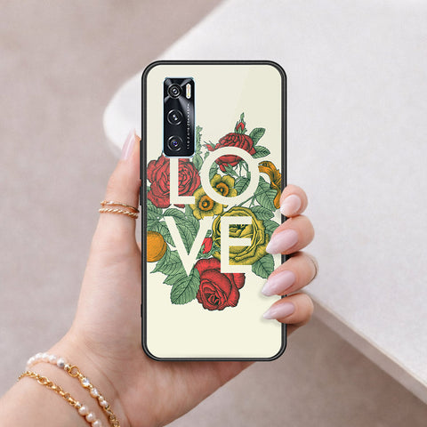Vivo V20 SE Cover - Floral Series 2 - HQ Ultra Shine Premium Infinity Glass Soft Silicon Borders Case
