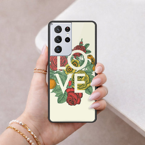 Samsung Galaxy S21 Ultra 5G Cover - Floral Series 2 - HQ Ultra Shine Premium Infinity Glass Soft Silicon Borders Case