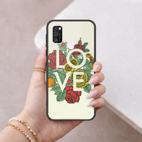 Samsung Galaxy M21 Cover - Floral Series 2 - HQ Ultra Shine Premium Infinity Glass Soft Silicon Borders Case