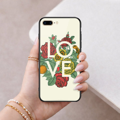 iPhone 8 Plus / 7 Plus - Floral Series 2 - HQ Ultra Shine Premium Infinity Glass Soft Silicon Borders Case