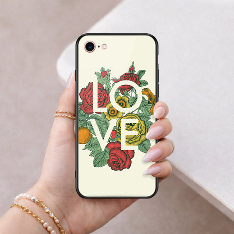 iPhone 8 / 7 - Floral Series 2 - HQ Ultra Shine Premium Infinity Glass Soft Silicon Borders Case