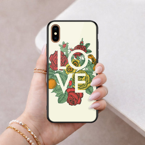 iPhone XS Max - Floral Series 2 - HQ Ultra Shine Premium Infinity Glass Soft Silicon Borders Case