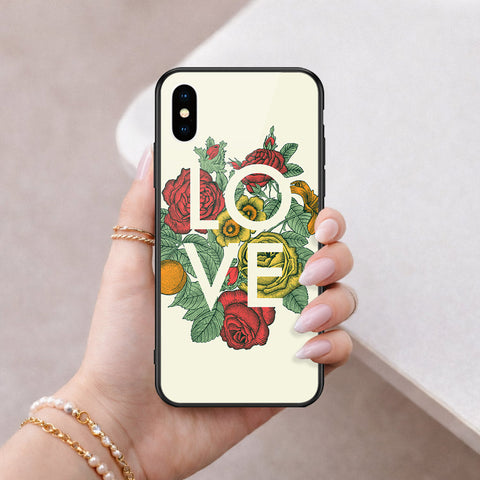 iPhone XS / X - Floral Series 2 - HQ Ultra Shine Premium Infinity Glass Soft Silicon Borders Case
