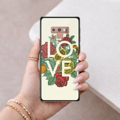 Samsung Galaxy Note 9 Cover - Floral Series 2 - HQ Ultra Shine Premium Infinity Glass Soft Silicon Borders Case