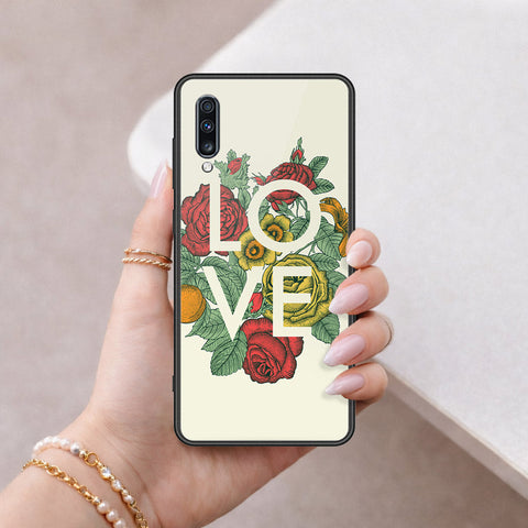 Samsung Galaxy A70 Cover - Floral Series 2 - HQ Ultra Shine Premium Infinity Glass Soft Silicon Borders Case
