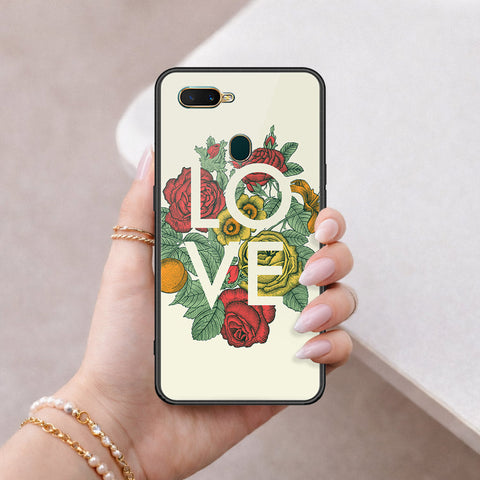 Oppo A7 Cover - Floral Series 2 - HQ Ultra Shine Premium Infinity Glass Soft Silicon Borders Case