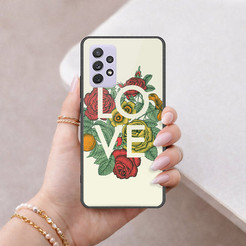 Samsung Galaxy A72 Cover - Floral Series 2 - HQ Ultra Shine Premium Infinity Glass Soft Silicon Borders Case