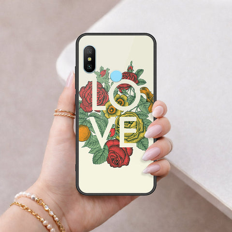 Xiaomi Mi A2 Cover - Floral Series 2 - HQ Ultra Shine Premium Infinity Glass Soft Silicon Borders Case