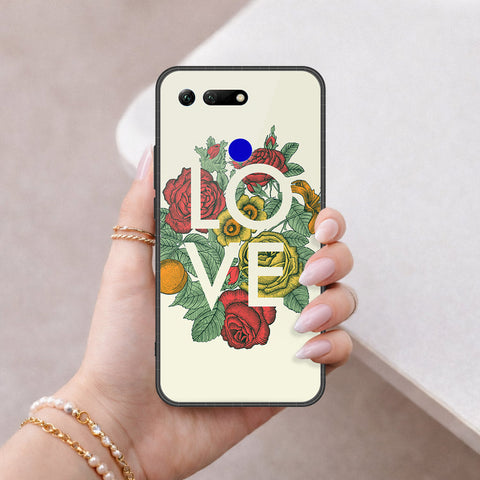 Huawei Honor View 20 Cover - Floral Series 2 - HQ Ultra Shine Premium Infinity Glass Soft Silicon Borders Case