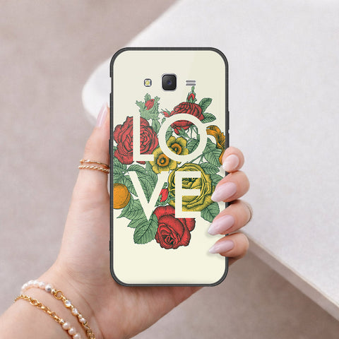 Samsung Galaxy J7 2015 Cover - Floral Series 2 - HQ Ultra Shine Premium Infinity Glass Soft Silicon Borders Case