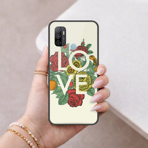 Oppo A53 Cover - Floral Series 2 - HQ Ultra Shine Premium Infinity Glass Soft Silicon Borders Case