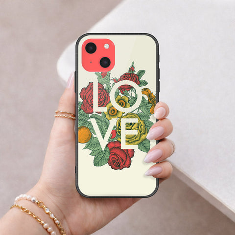 iPhone 13 Mini Cover - Floral Series 2 - HQ Ultra Shine Premium Infinity Glass Soft Silicon Borders Case