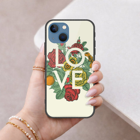 iPhone 13 Cover - Floral Series 2 - HQ Ultra Shine Premium Infinity Glass Soft Silicon Borders Case