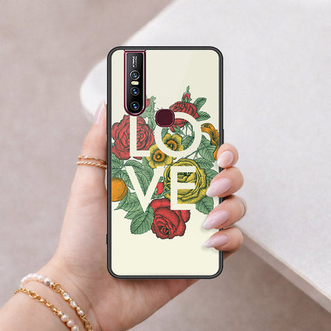 Vivo V15 Cover - Floral Series 2 - HQ Ultra Shine Premium Infinity Glass Soft Silicon Borders Case