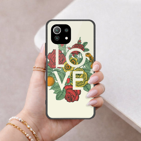 Xiaomi Mi 11 Lite Cover - Floral Series 2 - HQ Ultra Shine Premium Infinity Glass Soft Silicon Borders Case