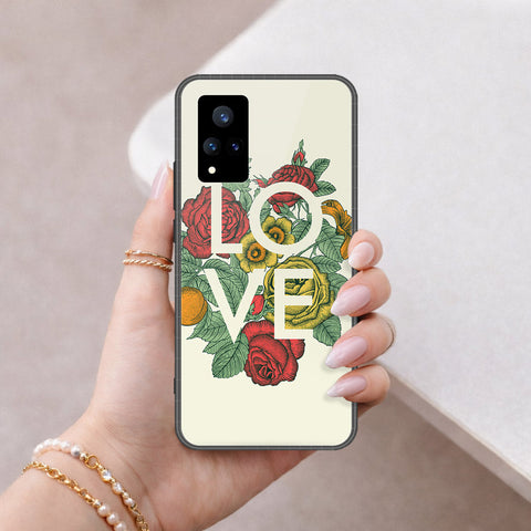 Vivo V21 Cover - Floral Series 2 - HQ Ultra Shine Premium Infinity Glass Soft Silicon Borders Case