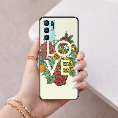 Oppo Reno 6 Cover - Floral Series 2 - HQ Ultra Shine Premium Infinity Glass Soft Silicon Borders Case