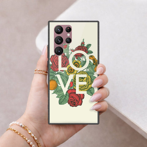 Samsung Galaxy S22 Ultra 5G Cover - Floral Series 2 - HQ Ultra Shine Premium Infinity Glass Soft Silicon Borders Case