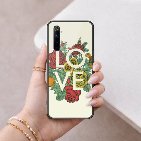 Realme 6 Cover - Floral Series 2 - HQ Ultra Shine Premium Infinity Glass Soft Silicon Borders Case