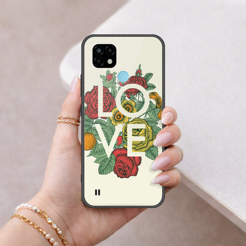 Realme C21 Cover - Floral Series 2 - HQ Ultra Shine Premium Infinity Glass Soft Silicon Borders Case
