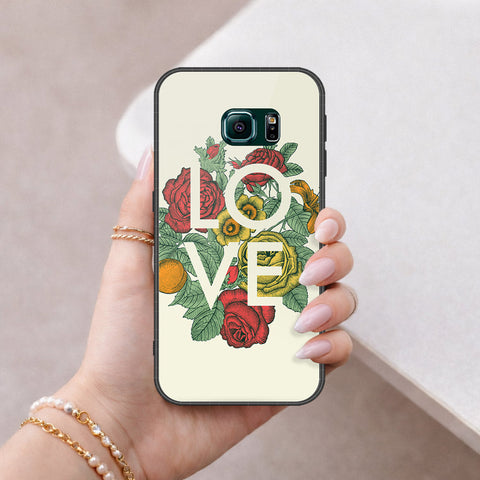 Samsung Galaxy S6 Edge Cover - Floral Series 2 - HQ Ultra Shine Premium Infinity Glass Soft Silicon Borders Case
