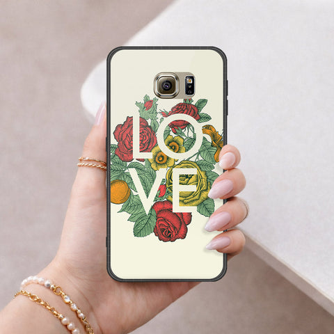 Samsung Galaxy S6 Cover - Floral Series 2 - HQ Ultra Shine Premium Infinity Glass Soft Silicon Borders Case