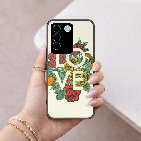 Vivo V27e Cover - Floral Series 2 - HQ Ultra Shine Premium Infinity Glass Soft Silicon Borders Case