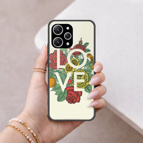Xiaomi Redmi 12 Cover - Floral Series 2 - HQ Ultra Shine Premium Infinity Glass Soft Silicon Borders Case