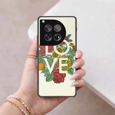 OnePlus 12 Cover - Floral Series 2 - HQ Ultra Shine Premium Infinity Glass Soft Silicon Borders Case