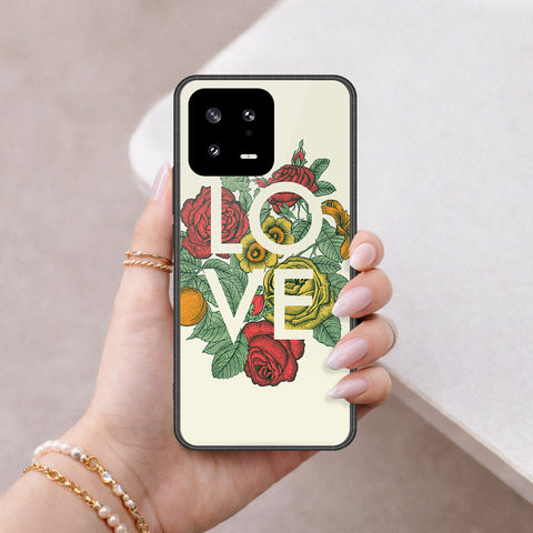 Xiaomi 13 Cover - Floral Series 2 - HQ Ultra Shine Premium Infinity Glass Soft Silicon Borders Case