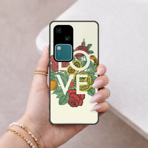 Vivo V30 Cover - Floral Series 2 - HQ Ultra Shine Premium Infinity Glass Soft Silicon Borders Case