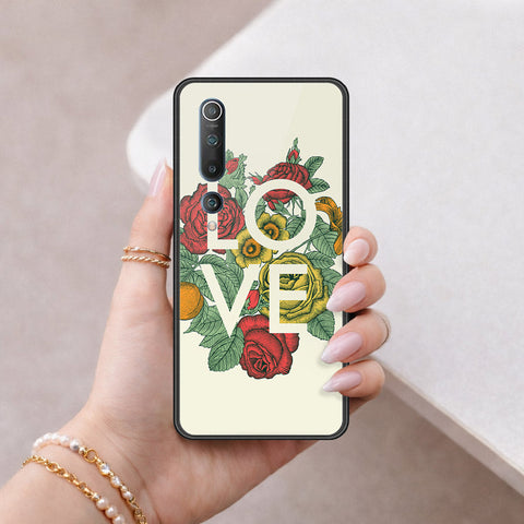 Xiaomi Mi 10 Cover - Floral Series 2 - HQ Ultra Shine Premium Infinity Glass Soft Silicon Borders Case