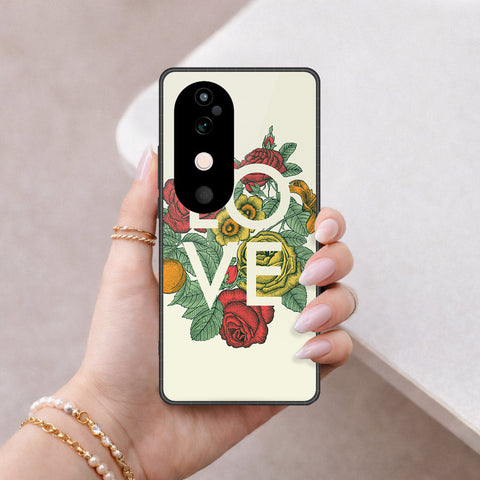 Vivo V40 Cover - Floral Series 2 - HQ Ultra Shine Premium Infinity Glass Soft Silicon Borders Case