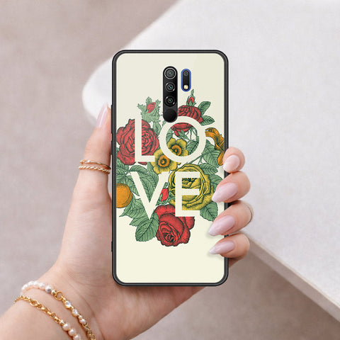 Xiaomi Redmi 9 Cover - Floral Series 2 - HQ Ultra Shine Premium Infinity Glass Soft Silicon Borders Case