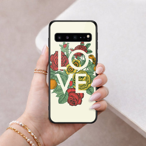 Samsung Galaxy S10 5G Cover - Floral Series 2 - HQ Ultra Shine Premium Infinity Glass Soft Silicon Borders Case