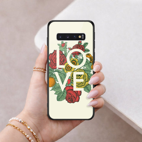 Samsung Galaxy S10 Cover - Floral Series 2 - HQ Ultra Shine Premium Infinity Glass Soft Silicon Borders Case