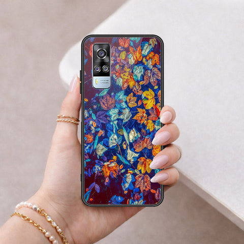 Vivo Y51 (2020 December) Cover - Floral Series 2 - HQ Ultra Shine Premium Infinity Glass Soft Silicon Borders Case