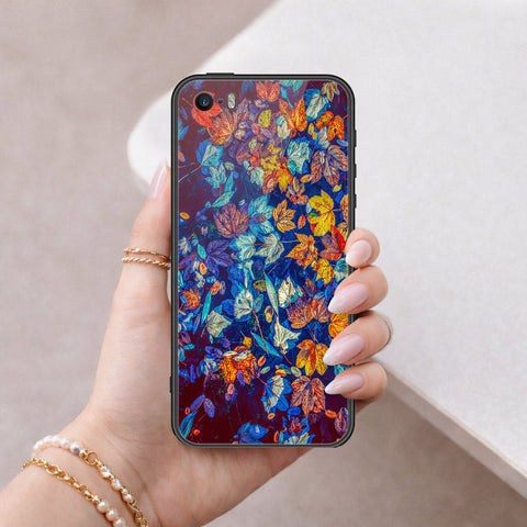 iPhone 5s Cover - Floral Series 2 - HQ Ultra Shine Premium Infinity Glass Soft Silicon Borders Case