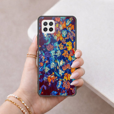 Samsung Galaxy M22 Cover - Floral Series 2 - HQ Ultra Shine Premium Infinity Glass Soft Silicon Borders Case
