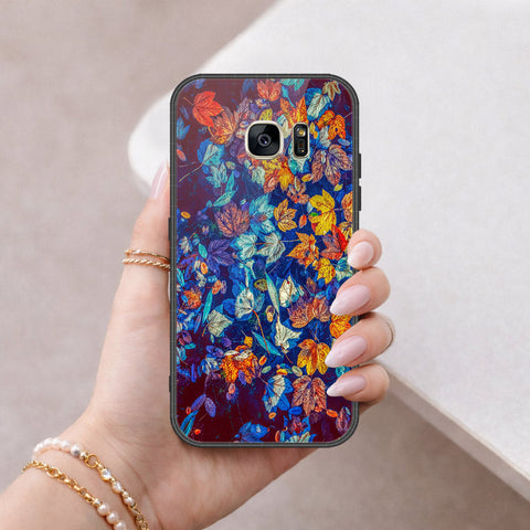 Samsung Galaxy S7 Cover - Floral Series 2 - HQ Ultra Shine Premium Infinity Glass Soft Silicon Borders Case
