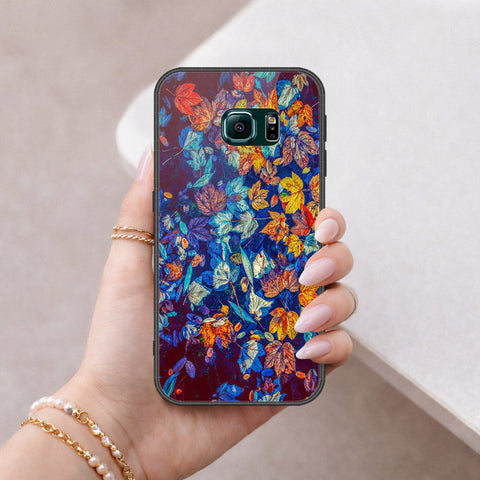 Samsung Galaxy S6 Edge Cover - Floral Series 2 - HQ Ultra Shine Premium Infinity Glass Soft Silicon Borders Case