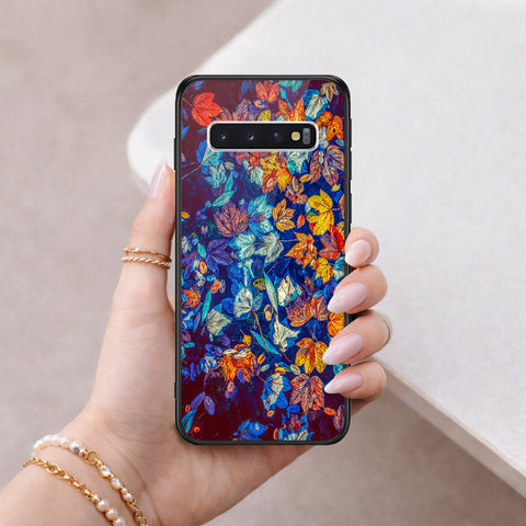 Samsung Galaxy S10 Cover - Floral Series 2 - HQ Ultra Shine Premium Infinity Glass Soft Silicon Borders Case