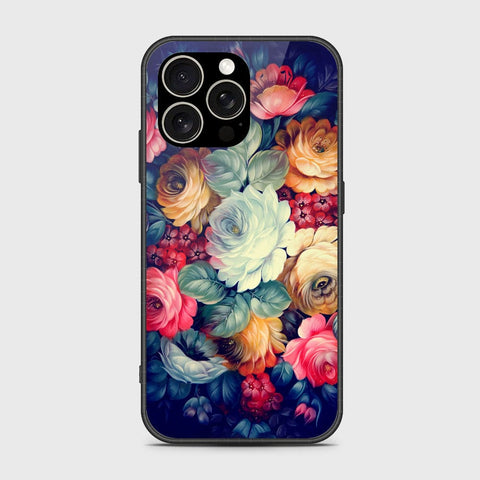 iPhone 15 Pro Max Cover- Floral Series 2 - HQ Ultra Shine Premium Infinity Glass Soft Silicon Borders Case (Fast Delivery) (SU)