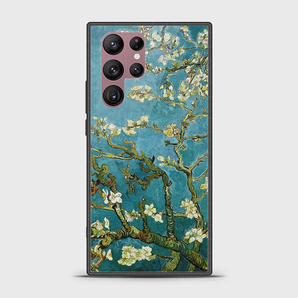 Samsung Galaxy S22 Ultra 5G Cover - Floral Series 2 - HQ Ultra Shine Premium Infinity Glass Soft Silicon Borders Case (Fast Delivery)