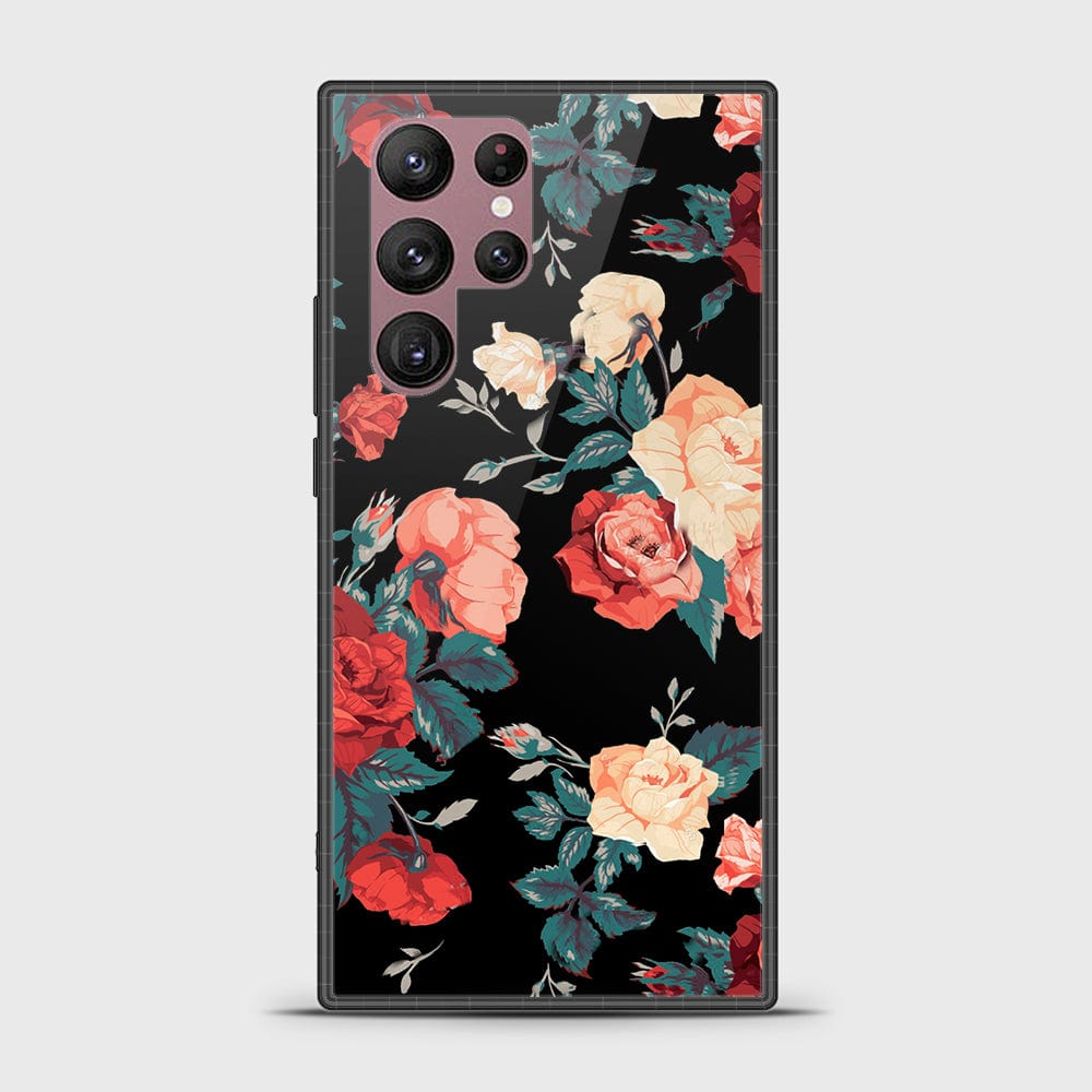 Samsung Galaxy S22 Ultra 5G Cover - Floral Series 2 - HQ Ultra Shine Premium Infinity Glass Soft Silicon Borders Case (Fast Delivery)