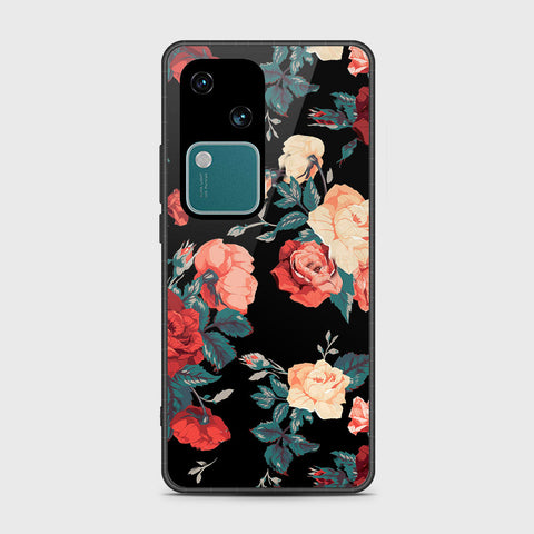 Vivo V30 Cover- Floral Series 2 - HQ Ultra Shine Premium Infinity Glass Soft Silicon Borders Case (Fast Delivery) (H)